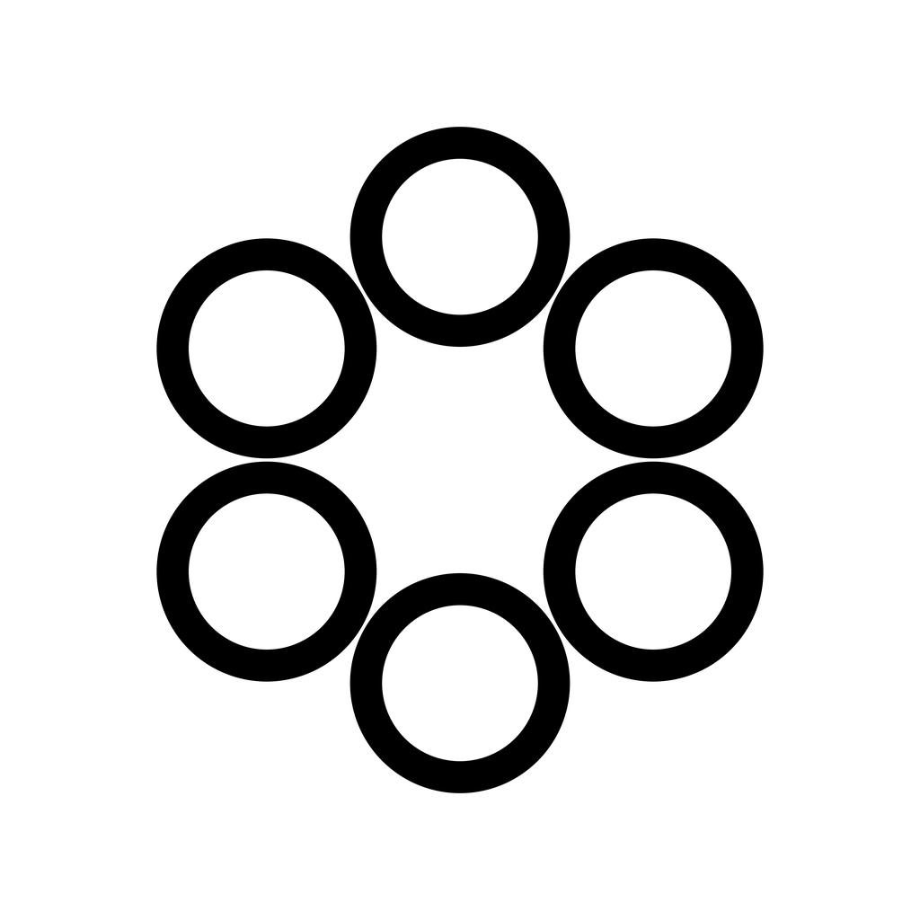 kokofocus: six black circles on a white app icon